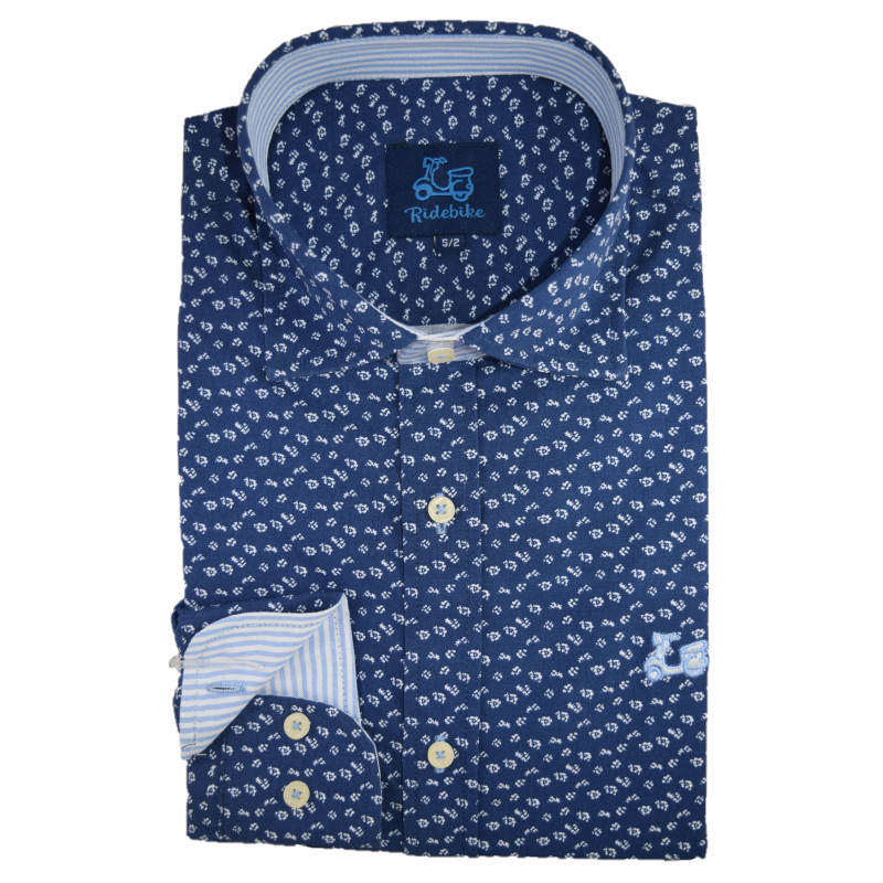 Camisa con estampado de flores cuello italiano 1 Camisa con estampado de flores cuello italiano