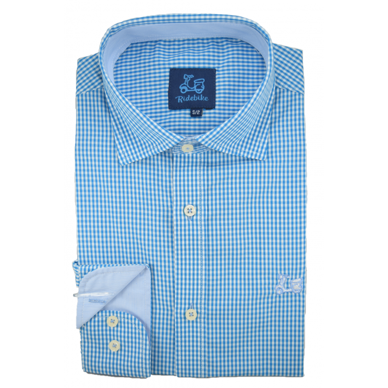 Camisa de cuadros Vichy celeste 3 Camisa de cuadros Vichy celeste - Imagen 3