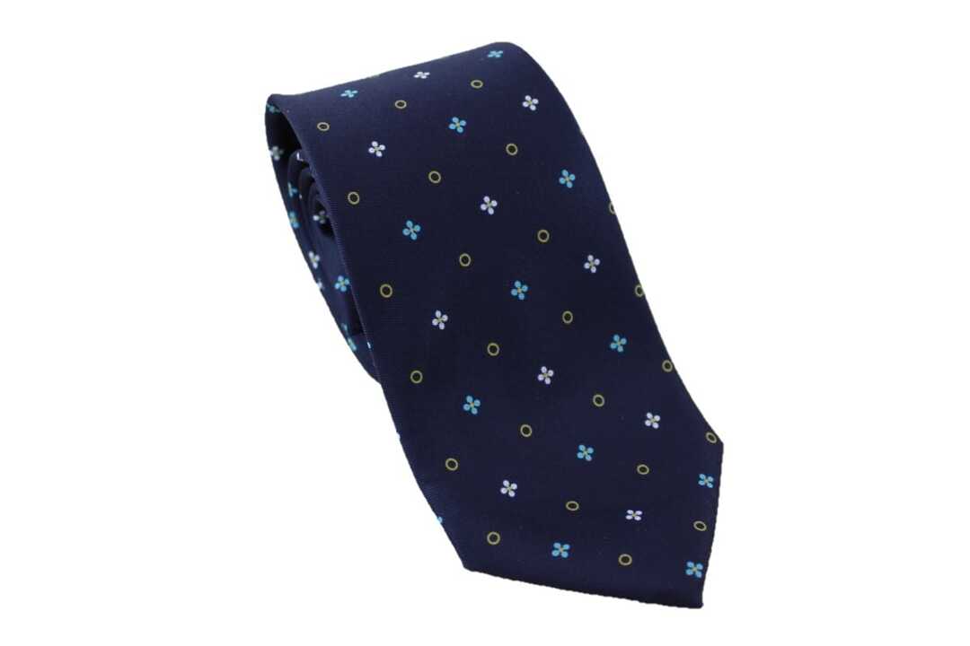 Corbata azul marino estampado floral 1 Corbata azul marino estampado floral