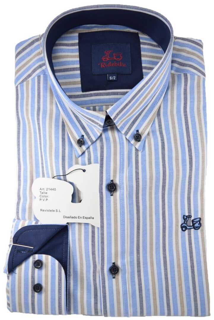 Camisa Oxford Rayas Azul 1 Camisa Oxford Rayas Azul
