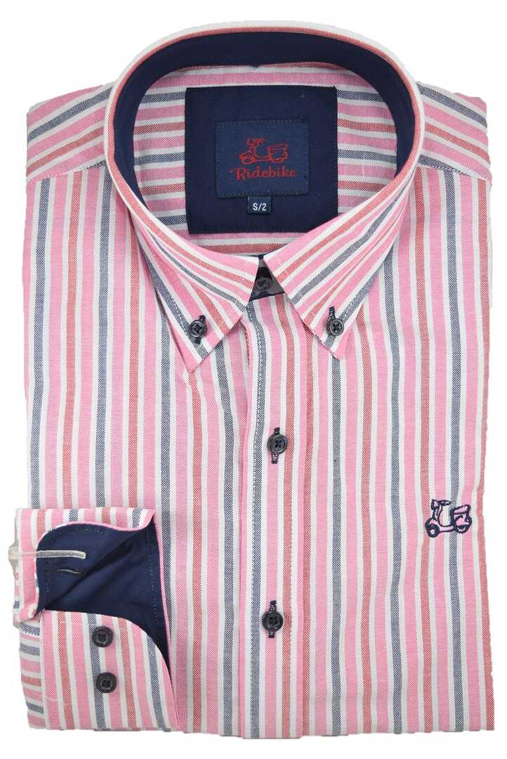 Camisa Oxford Rayas Rosa 1 Camisa Oxford Rayas Rosa