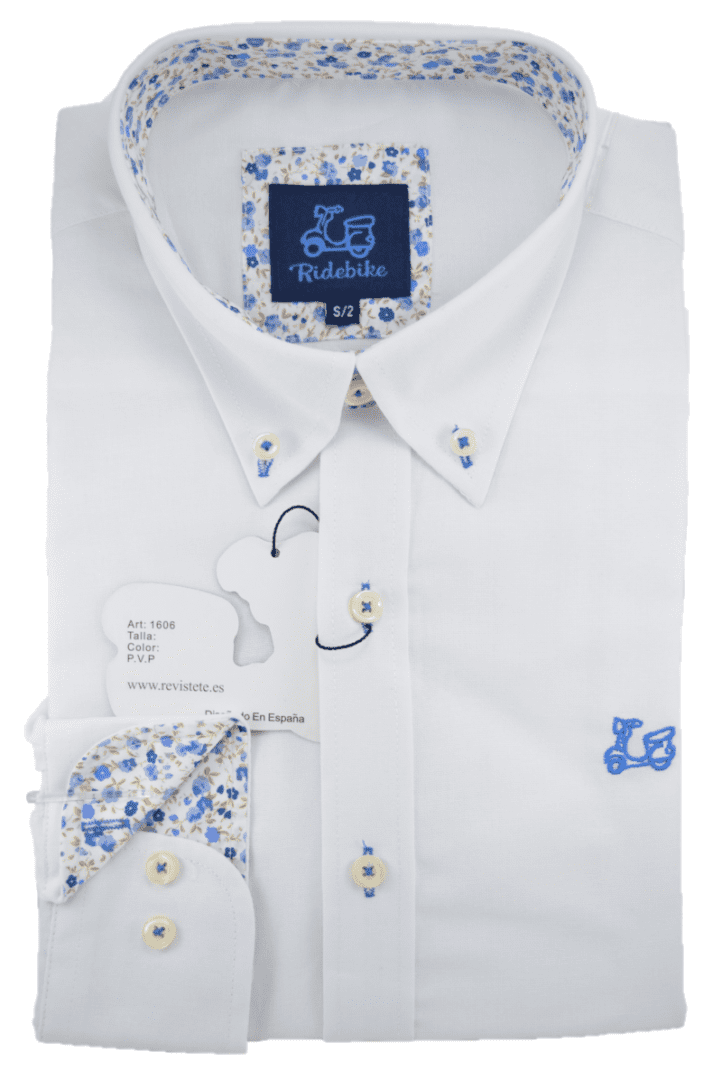 Camisa blanca combinado flores 1 Camisa blanca combinado flores
