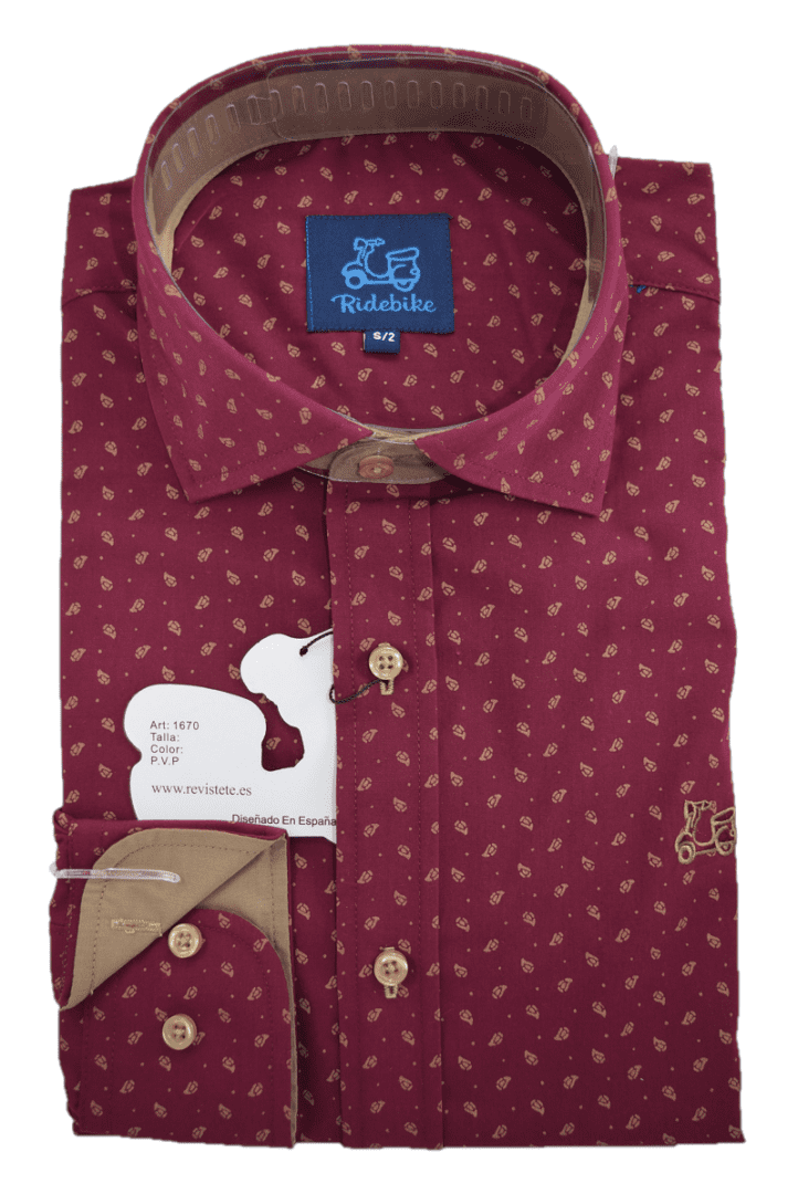 Camisa Cuello Italiano Burdeos 1 Camisa Cuello Italiano Burdeos