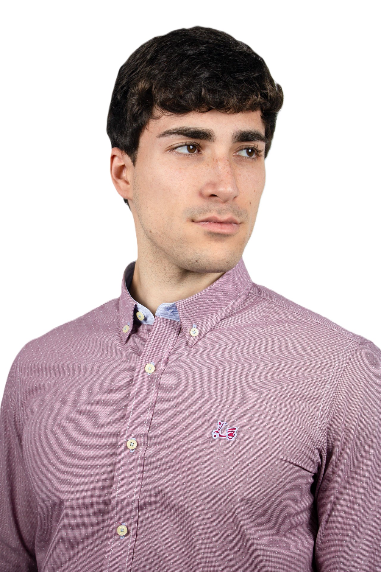 Camisa pata de gallo burdeos 2 Camisa pata de gallo burdeos - Imagen 2