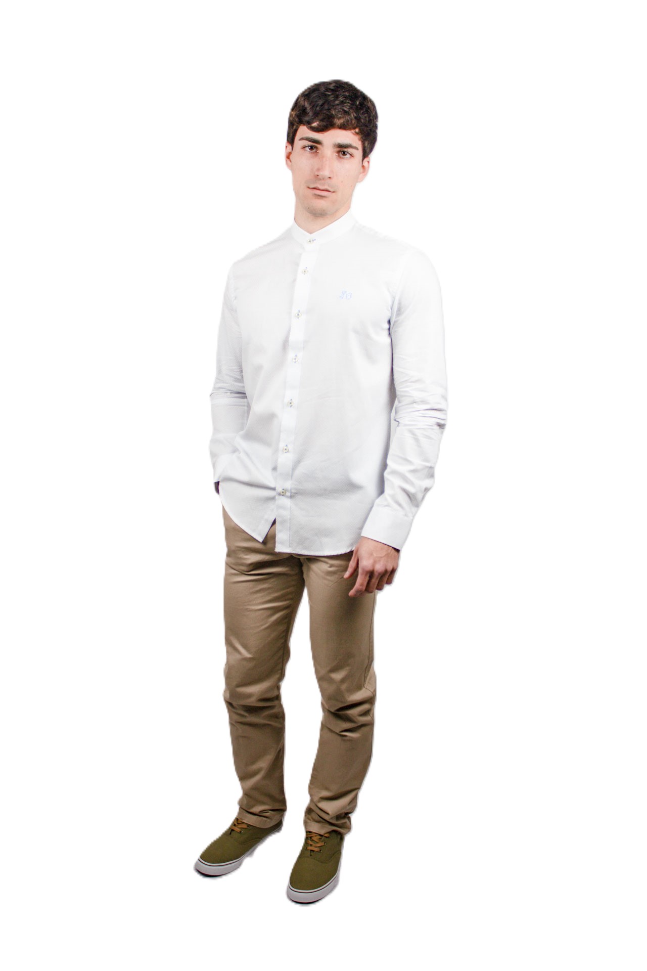 Camisa clásica blanca cuello mao 1 Camisa clásica blanca cuello mao