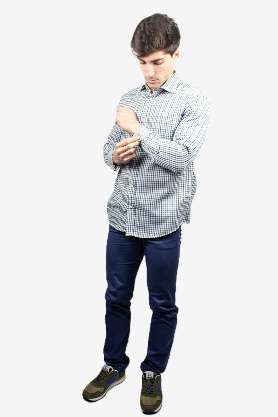 Camisa de cuadros Vichy cuello italiano 5 Camisa de cuadros Vichy cuello italiano - Imagen 5